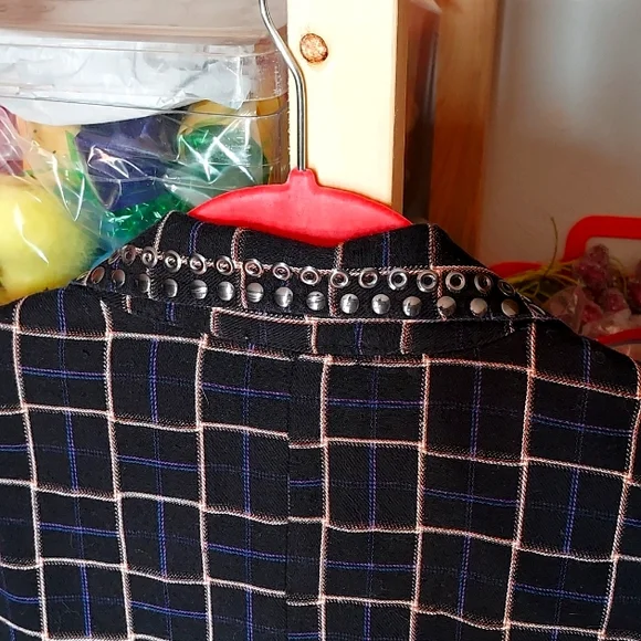 EUC GIMMICKS by BKE Studded Plaid Finge Duster Jacket MD - Picture 8 of 8